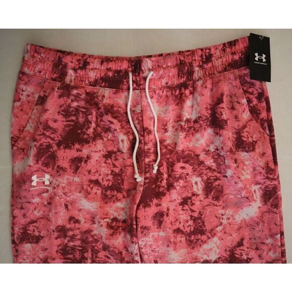Under Armour 1373040 669 Womens Sz Medium Pink Tie Dye Rival Terry Print Joggers - Picture 5 of 9